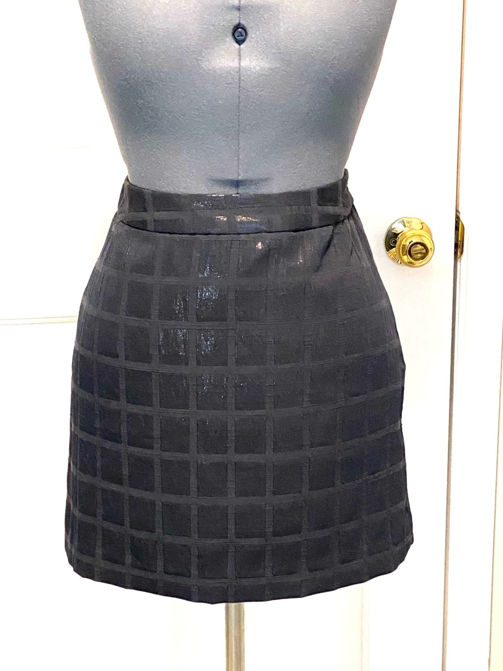NWT Gap windowpane, metallic black thread, lined mini skirt 8 672